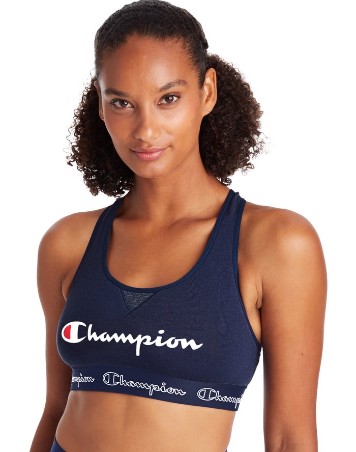 Champion The Authentic Script Logo Sport Bh Dames - Donkerblauw - Belgie 0358ZYCJM